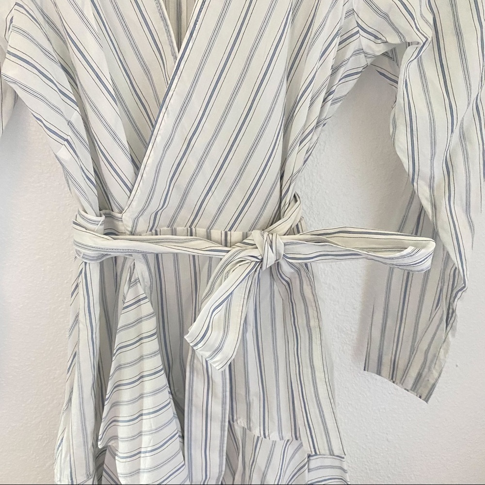 A.L.C. Enzo Dress Stripe Wrap Poplin White Salmon Size 2 NWT - Picture 4 of 9